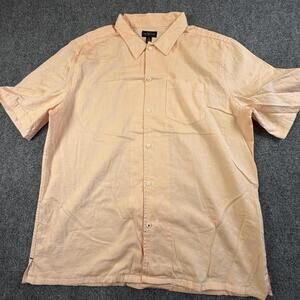 CPO Provisions Mens Short Sleeve Button‎ Up Shirt Peach Cotton Large #1258